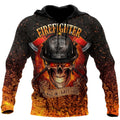 Crazy Skull Firefighter Hoodie For Men And Women