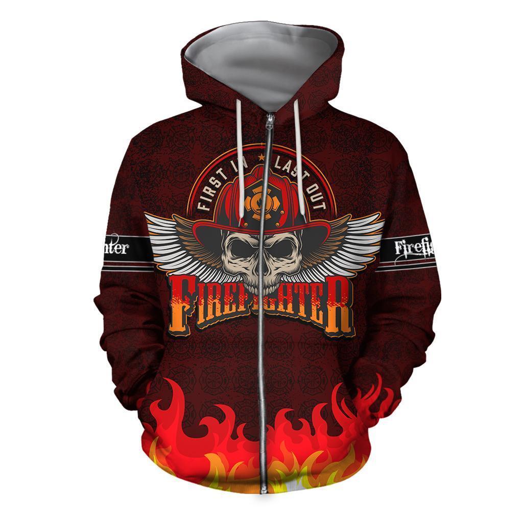 Cool Skull Firefighter Hoodie For Men And Women