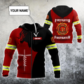 Customize Name Firefighter 3D All Printed Hoodie For Men And Women