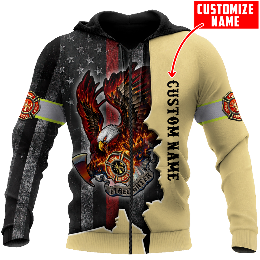 Customize Name Firefighter 3D All Over Printed Unisex Shirts